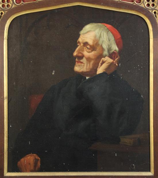 Late 19th century English School Portrait of Cardinal Newman 30 x 25in.